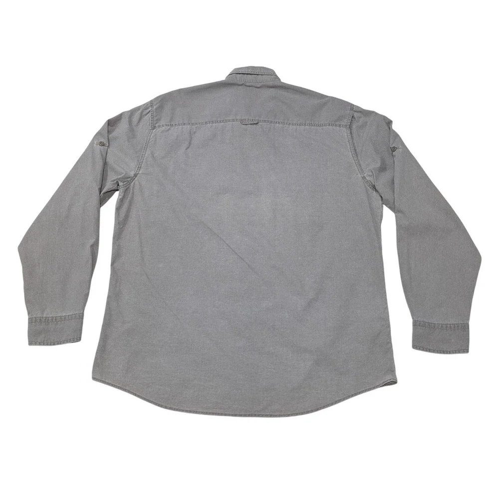 Woolrich Mens Roll-up Long Sleeve Button Up Gray Outdoor Top Large Back‎ Vent